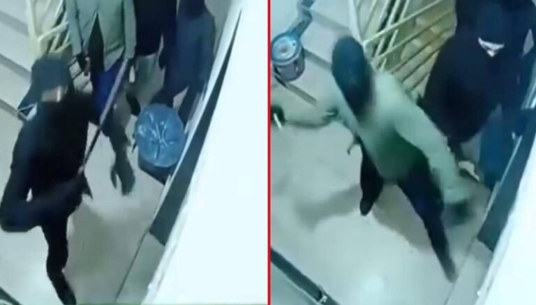 Maskeli saldırganlar bir evin kapısını kırmaya çalıştı