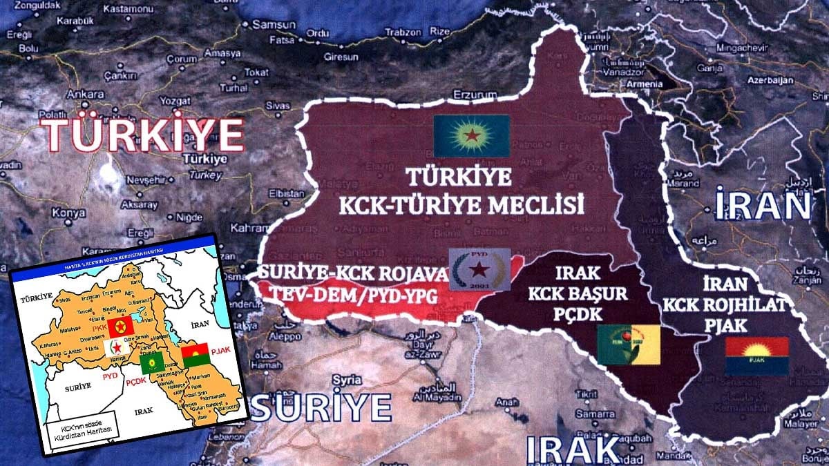 Emniyet raporundan çıkan PKK-PYD haritası Emniyet raporundan çıkan PKK-PYD haritası