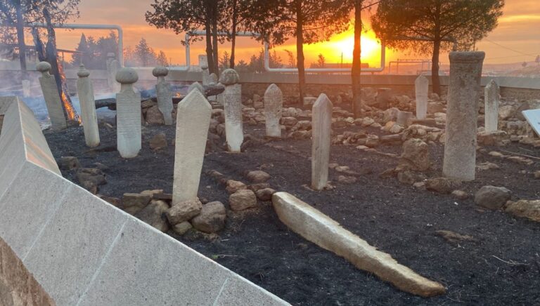 Çanakkale’deki orman yangınında tarihi mezarlar zarar gördü Çanakkale’deki orman yangınında tarihi mezarlar zarar gördü