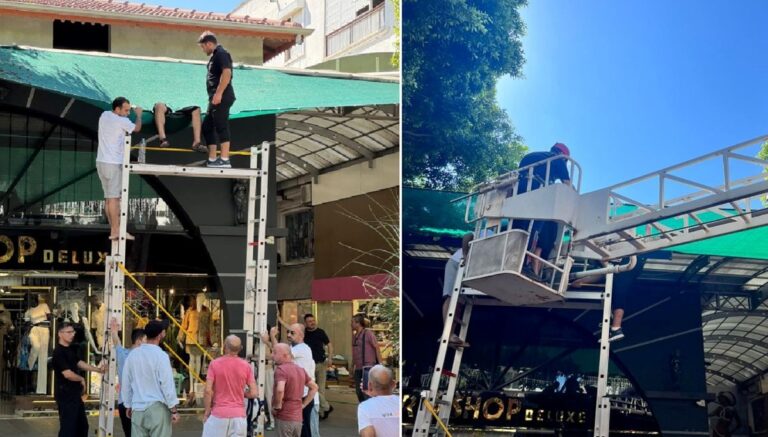 Evinin balkonunda dengesini kaybeden kişi iş yerinin tentesine düştü Evinin balkonunda dengesini kaybeden kişi iş yerinin tentesine düştü