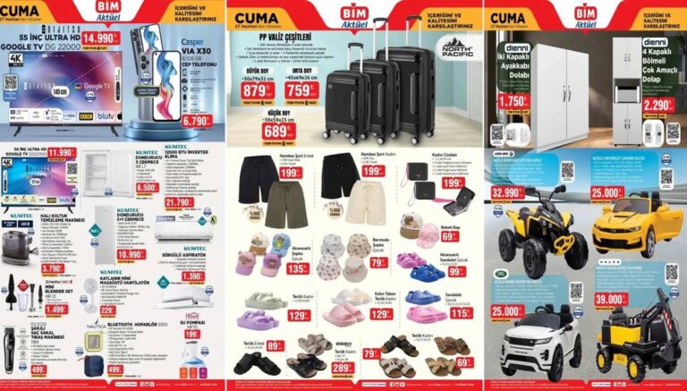 Tüm ürünler satışta! BİM Aktüel Kataloğu 27 Haziran 2025: Bu Cuma günü dolap, ayakkabılık, dondurucu, klima, vantilatör raflarda Tüm ürünler satışta! BİM Aktüel Kataloğu 27 Haziran 2025: Bu Cuma günü dolap, ayakkabılık, dondurucu, klima, vantilatör raflarda