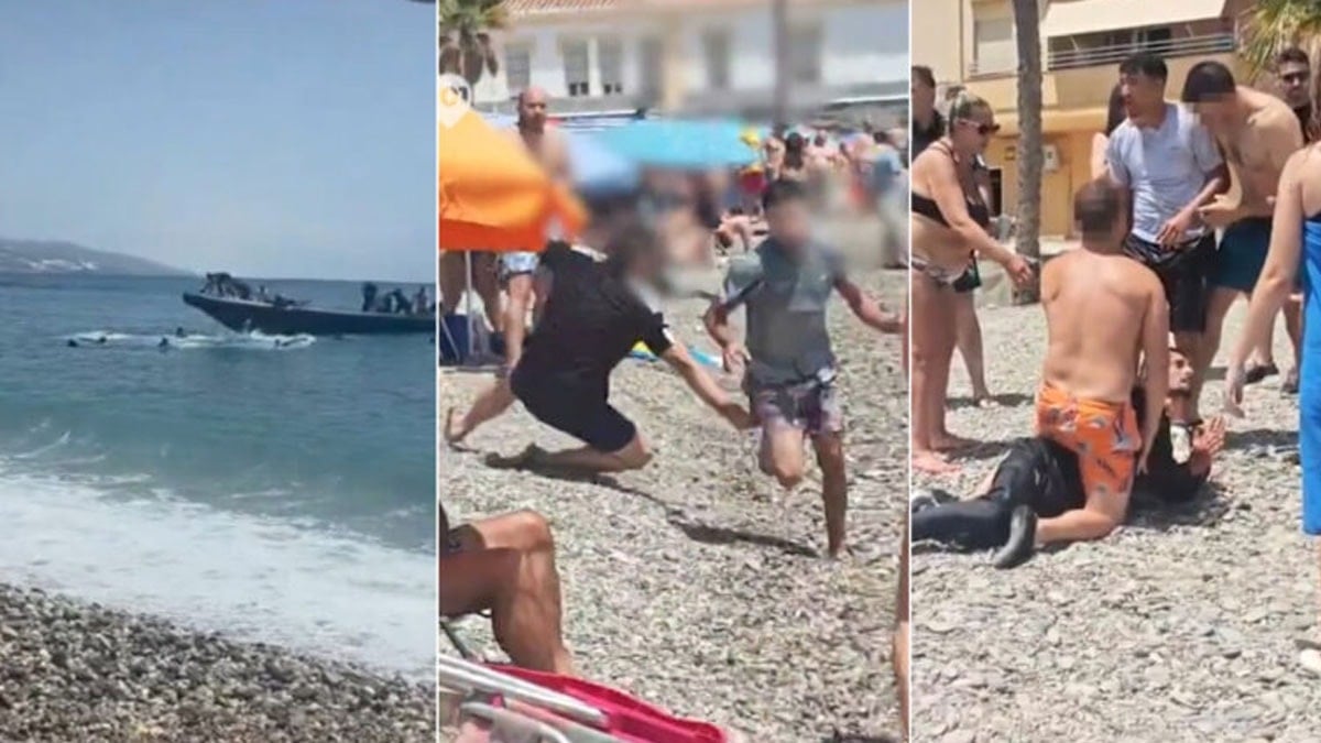 Botlardan atlayan göçmenleri plajda kovaladılar Botlardan atlayan göçmenleri plajda kovaladılar