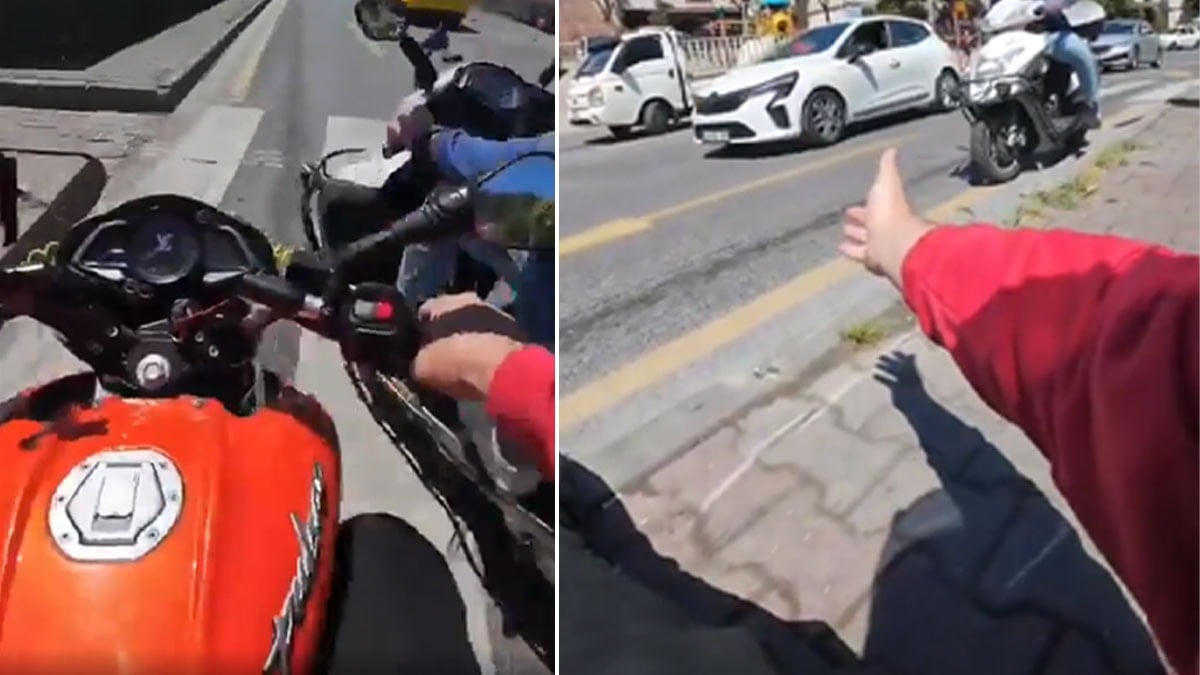 Düşürdükleri motosikletliyi yerden bile kaldırmadılar: ‘Yardım edin ağabey, manyak bunlar’ Düşürdükleri motosikletliyi yerden bile kaldırmadılar: ‘Yardım edin ağabey, manyak bunlar’