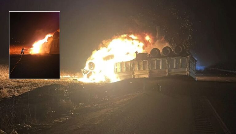 Mardin’de devrilen TIR’ın şoförü yanarak öldü Mardin’de devrilen TIR’ın şoförü yanarak öldü