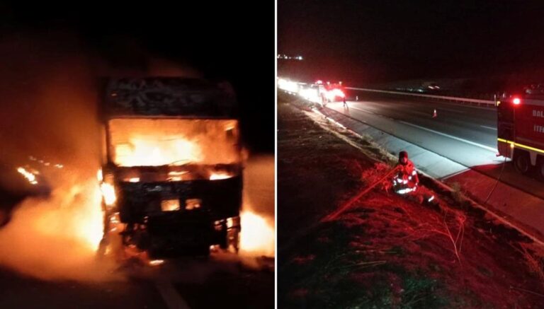 Otoyolda yangın paniği: TIR’da başladı, otluk alana sıçradı Otoyolda yangın paniği: TIR’da başladı, otluk alana sıçradı