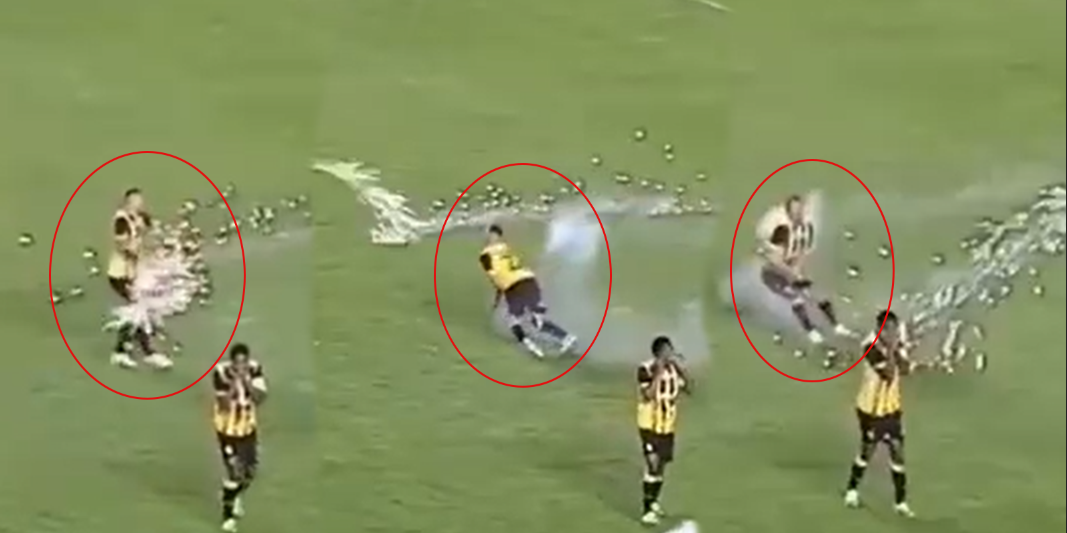 Sahaya fişek yağdırdılar! Bir futbolcu yaralandı Sahaya fişek yağdırdılar! Bir futbolcu yaralandı